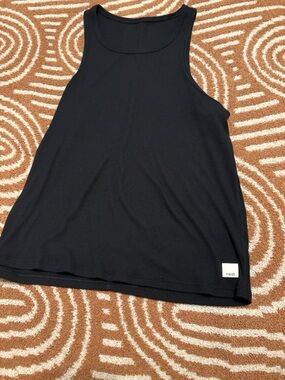 Vuori Black Ribbed Tank Top - Women's Sleeveless Scoop Neck